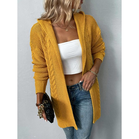 Cable-Knit Longline Hooded Cardigan - Picture 3 of 7